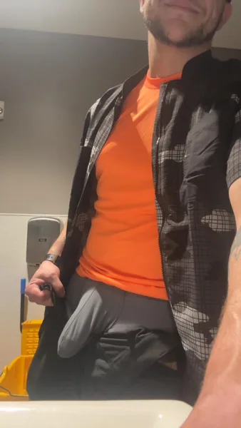 30 Straight - Work Bathroom bulge